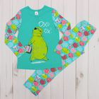 Пижама для девочки (фуфайка, брюки) "Медведь охи-ох", рост 110-116 см (30) цвет изумрудный Р   25897 - Фото 1