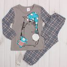 Пижама  для мальчика (фуфайка, брюки) "Соня-кот", рост 110-116 см (30) цвет серый Р219423 - Фото 1