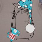 Пижама  для мальчика (фуфайка, брюки) "Соня-кот", рост 110-116 см (30) цвет серый Р219423 - Фото 4