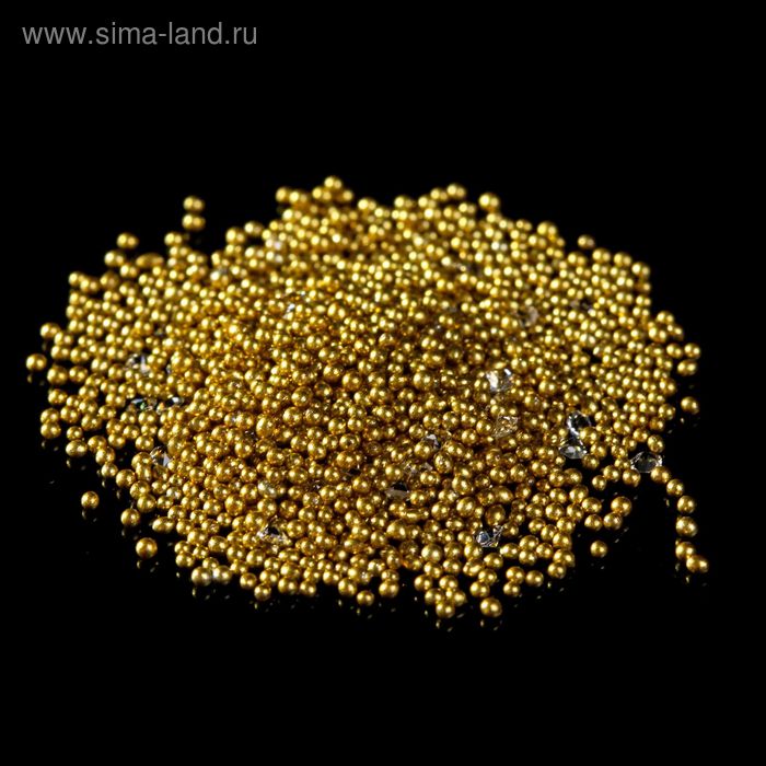 Перламутровые бульонки-кристаллы для декора ногтей, цвет золотистый - Фото 1