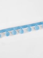 Тесьма декоративная с помпонами, 25 ± 5 мм, 9.1 ± 0.5 м, цвет голубой - Фото 2