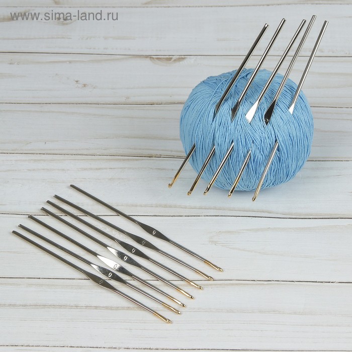 Набор крючков для вязания, d = 2,5 мм, 12 см, 12 шт, цвет серебряный - Фото 1