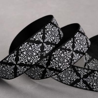 Лента репсовая «Узор», 25 мм, 23 ± 1 м, цвет чёрный №039