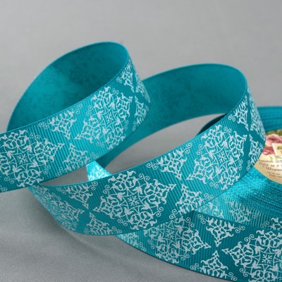 Лента репсовая «Узор», 25 мм, 23 ± 1 м, цвет бирюзовый №220