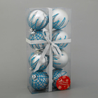 Набор шаров пластик d-6 см, 8 шт "Голубой блюз" серебро - Фото 2