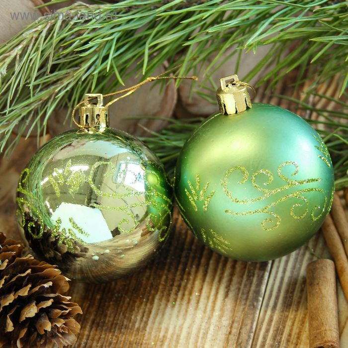 Набор шаров Однотонный Цвет: Зеленый Матовый (6 см - 12 шт) - купить по цене 190