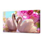Картина на холсте "Лебеди в розовых цветах" 50х100 см - фото 317992332
