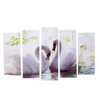 Картина модульная на подрамнике "Лебеди на фоне белых цветов" 2шт-21*54; 2шт-21*61; 21*68см - Фото 1