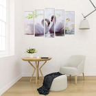 Картина модульная на подрамнике "Лебеди на фоне белых цветов" 2шт-21*54; 2шт-21*61; 21*68см - Фото 4