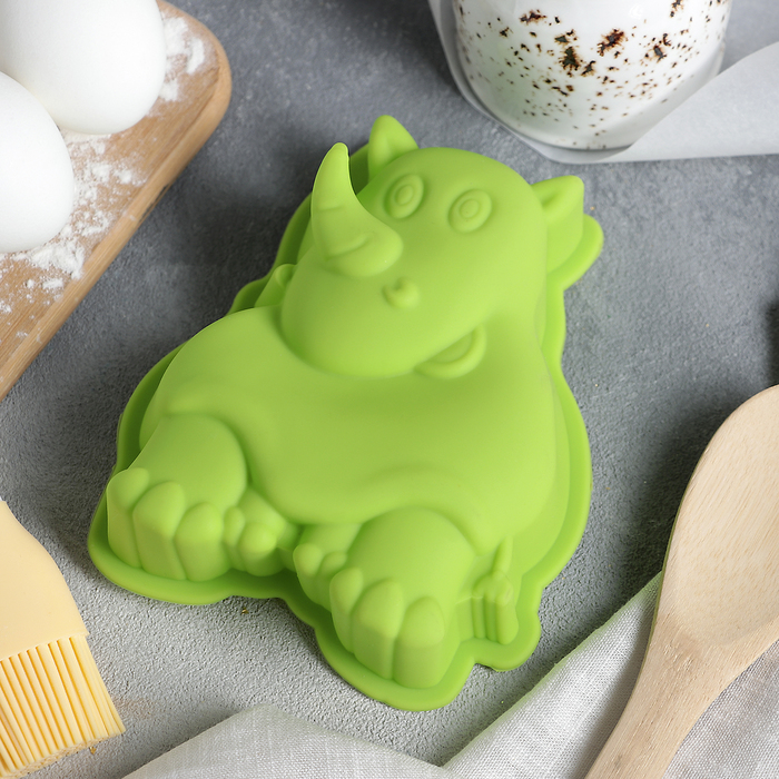 Форма силиконовая для выпечки «Носорог», 16×10 см, цвет МИКС - Фото 1