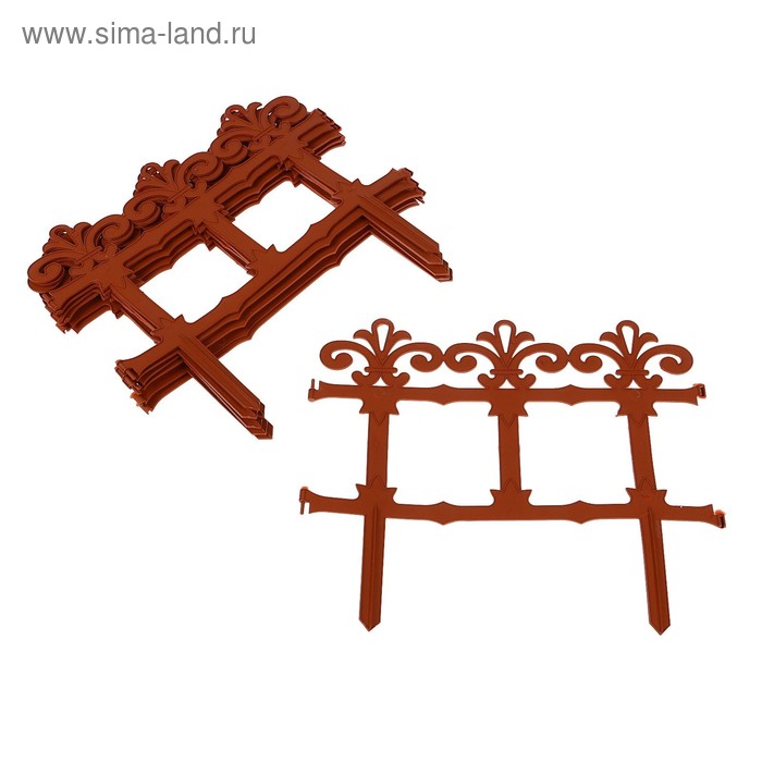 Ограждение декоративное, 33 × 267 см, 7 секций, пластик, терракотовое, «Роскошный сад» - Фото 1