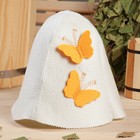 Шапка для бани "Колокольчик" белая с аппликацией - Фото 1