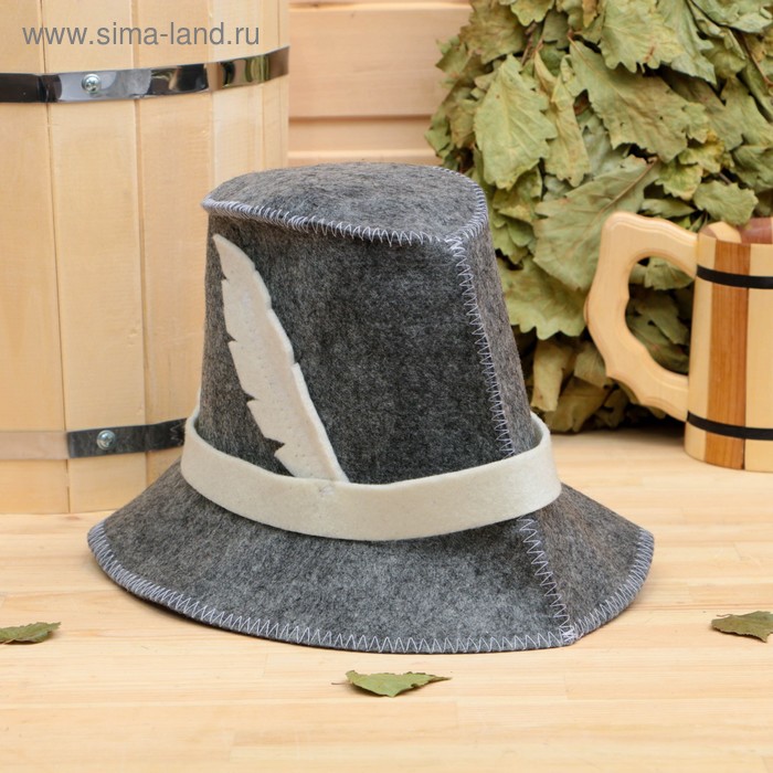 Шапка для бани и сауны «Охотничья», полиэфир 70%, шерсть 30%, серая, «Добропаровъ» - Фото 1