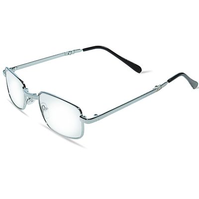 Очки "Прямоугольные" складные, оправа металл, линза пластик, цвет серебряно-чёрный, +2,5