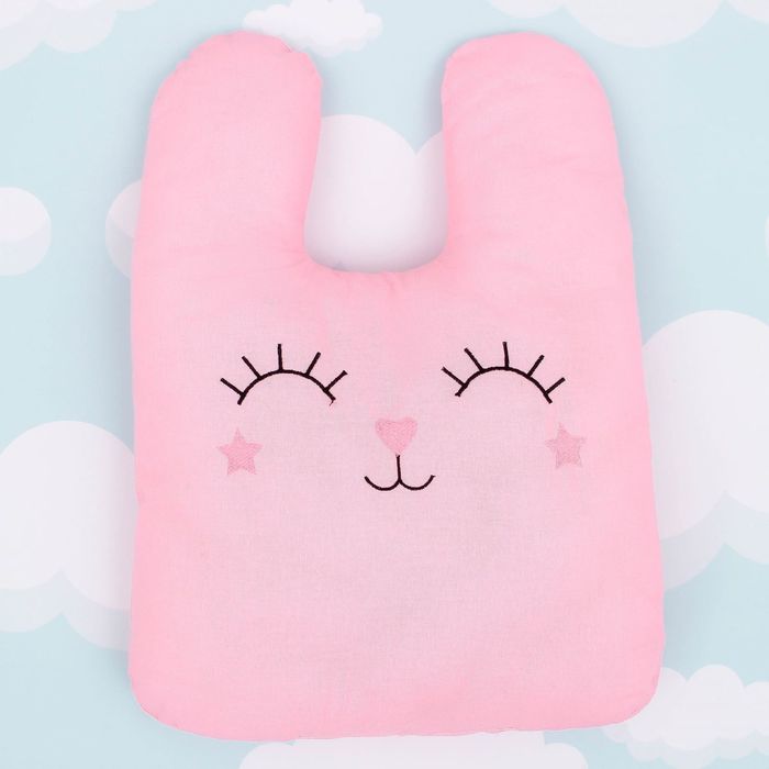 Подушка "Зайчик" розовый 52х39см, 100% хлопок, синтепух 300гр/м2 - Фото 1