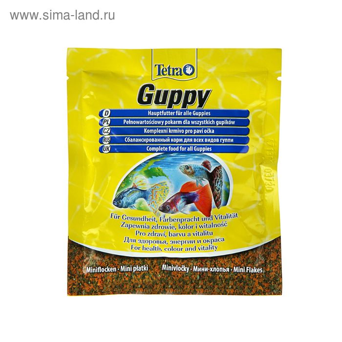 Корм Tetra Guppy для рыб, мини-хлопья, пакет 12 г - Фото 1