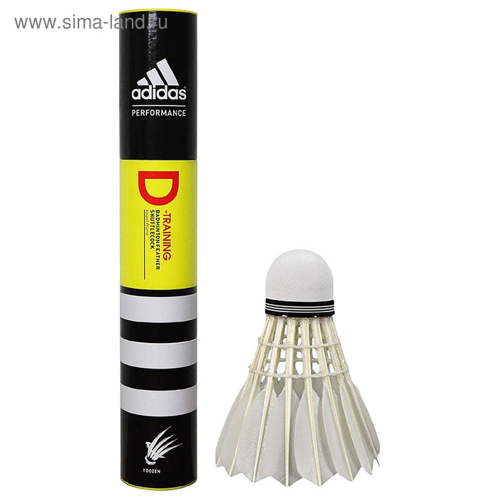 Воланы для бадминтона Adidas D-Training-79, быстрая скорость, перо, набор 12 штук, цвет белый - Фото 1
