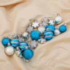 Ёлочные игрушки «Серпантин», шары новогодние, набор 21 шт., серебристый/голубой - Фото 1