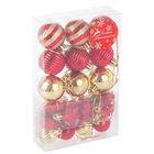 Ёлочные игрушки «Серпантин», шары новогодние, набор 21 шт., красный/золото - Фото 2