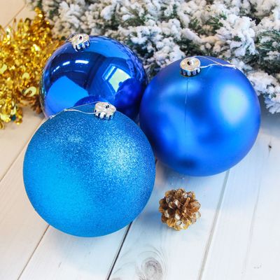 Ёлочные игрушки «Гиганты», шары новогодние, d=15 см, набор 3 шт., синий