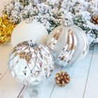 Ёлочные игрушки «Гиганты», шары новогодние, d=15 см, набор 3 шт., серебро - Фото 1