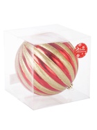 Ёлочный шар «Золотые полосы», d=20 см, гигант, красный - фото 7455617