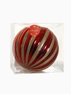 Ёлочный шар «Золотые полосы», d=20 см, гигант, красный - фото 7455619