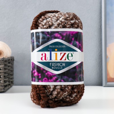 Пряжа для вязания Fashion boucle, 25% шерсть, 70% акрил, 5% полиамид 35 м/100 г, (5575 белый с бежевым)
