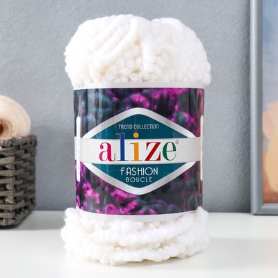 Пряжа "Fashion boucle" 25% шерсть, 70% акрил, 5% полиамид 35м/100гр (55 белый)