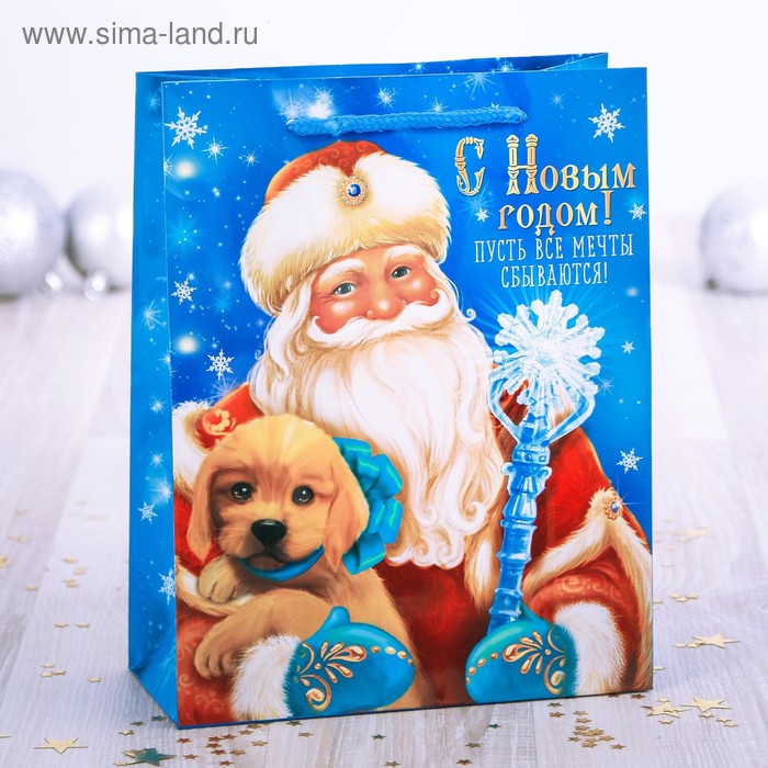 Пакет ламинированный вертикальный «Поздравление Деда Мороза», 18 × 23 × 8 см - Фото 1