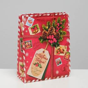 Пакет ламинированный вертикальный «Подарок от Деда Мороза», MS 18 × 23 × 11,5 см