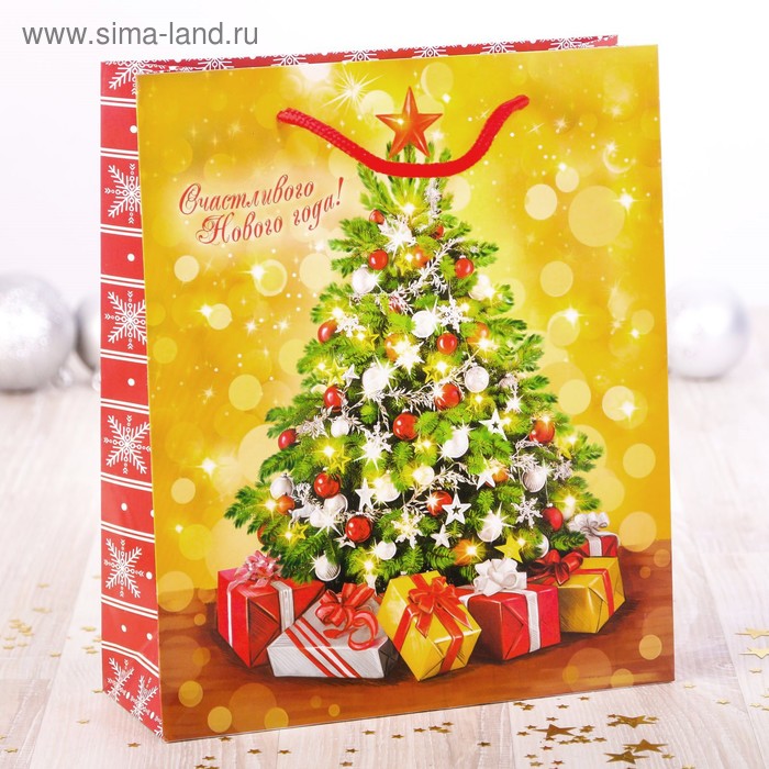 Пакет ламинированный вертикальный «Ёлочка, гори!», 23 × 27 × 8 см - Фото 1