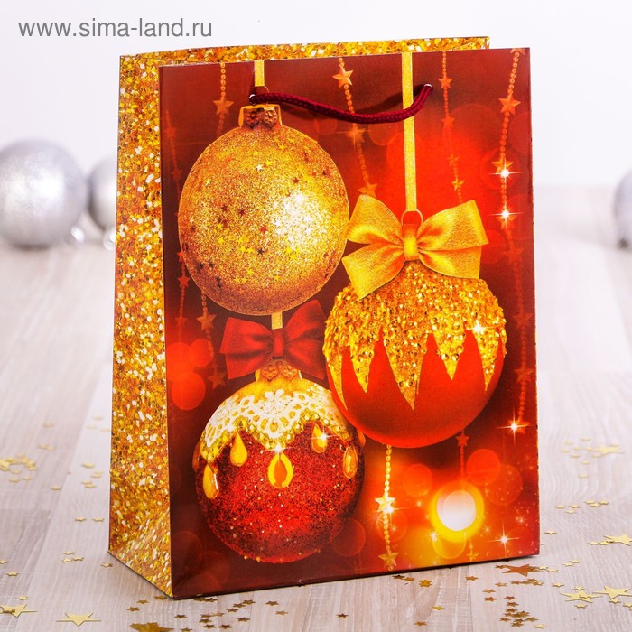 Пакет ламинированный вертикальный «Новогодние шары», 18 × 23 × 8 см - Фото 1