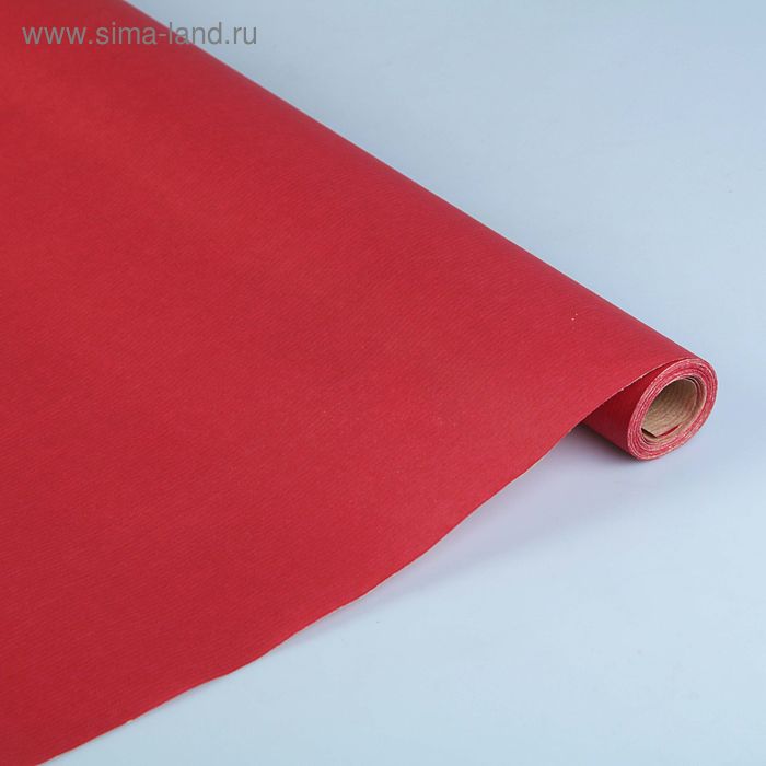 Бумага упаковочная крафт заливка "Красный", 0.7 х 10 м - Фото 1