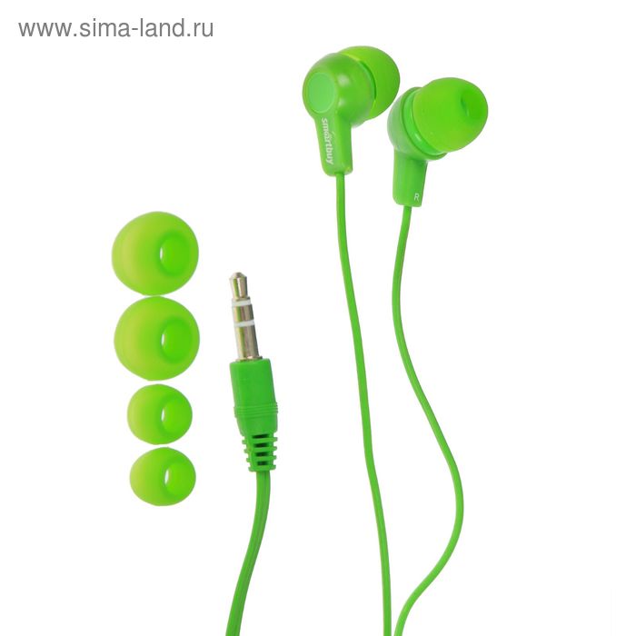 Наушники SmartBuy Jazz SBE-720, вакуумные, 103 дБ, 32 Ом, 3.5 мм, 1.2 м, зеленые - Фото 1