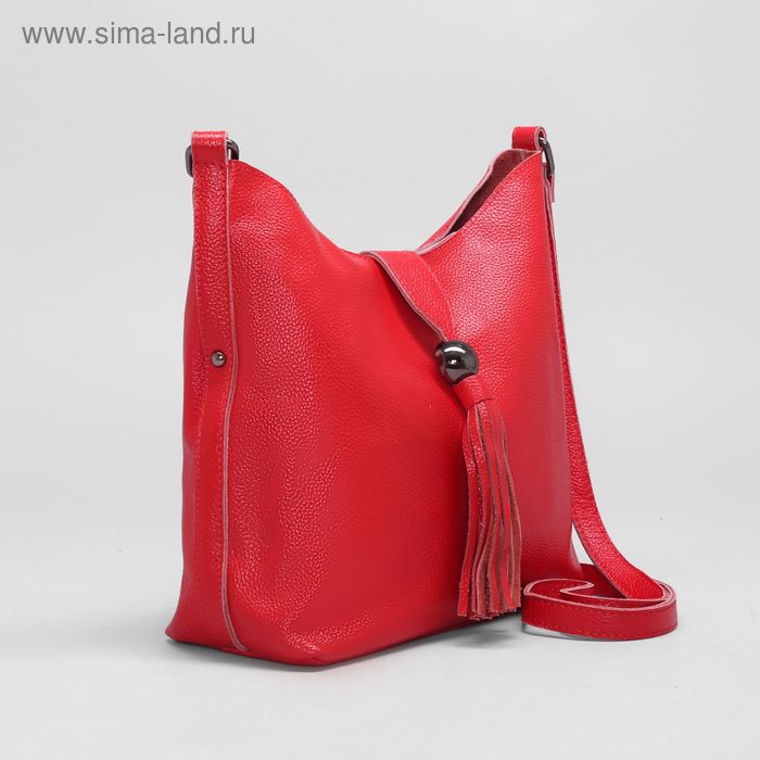 Сумка женская на молнии, отдел с перегородкой, наружный карман, длинный ремень, цвет красный - Фото 1