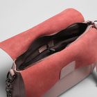 Сумка женская на молнии, 1 отдел с перегородкой, наружный карман, длинный ремень, цвет розовый - Фото 5