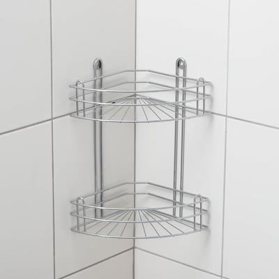 Полка угловая 2-х ярусная, 28×18×35 см, цвет хром