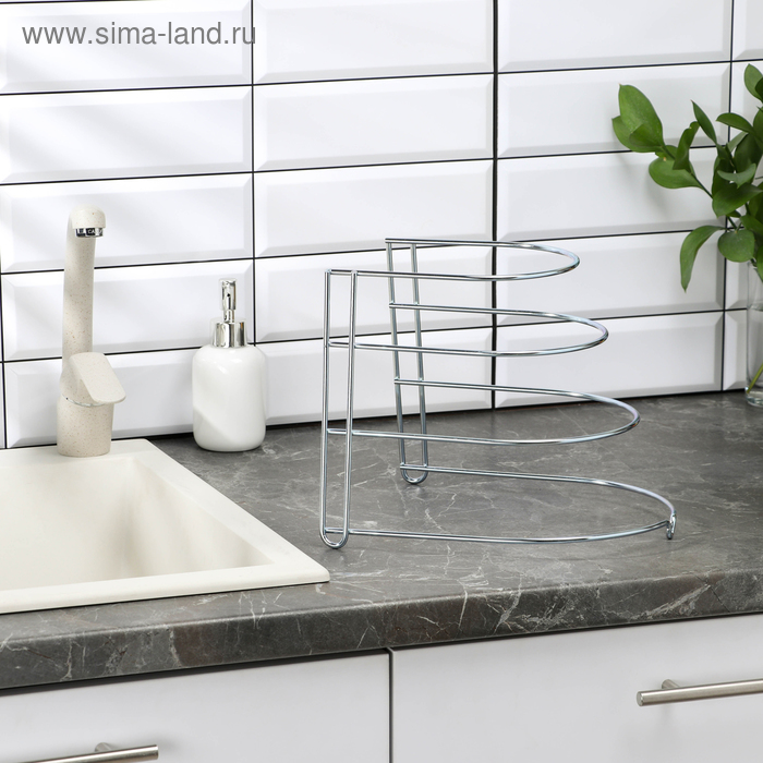 Подставка для хранения сковородок на 3 предмета, 28×23×22 см, цинк, серебристый - Фото 1