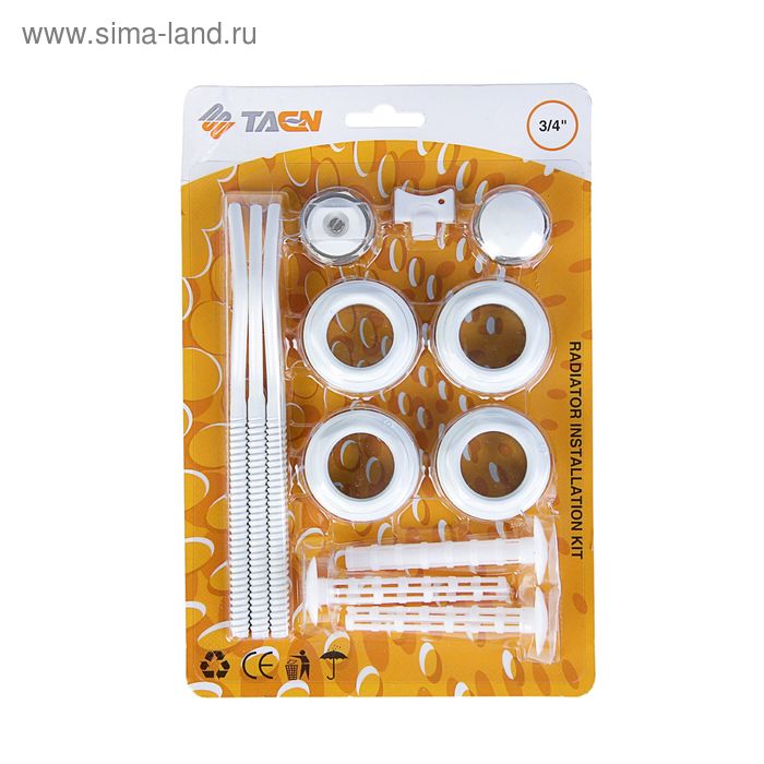 Комплект для подключения радиатора TAEN, 1"x3/4", с тремя кронштейнами, в блистере - Фото 1
