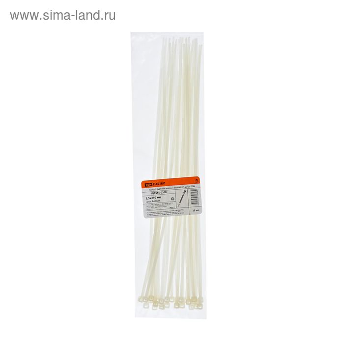Хомуты нейлоновые TDM, 2.5х250 мм, белые, 25 шт, SQ0515-0308 - Фото 1