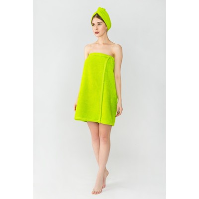 Набор для сауны «Экономь и Я»: парео 68 × 150 см + чалма; махра, цвет салатовый, 340 г/м², хлопок 100 %
