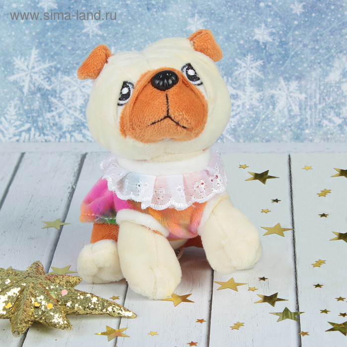 Мягкая игрушка "Мопс в платье" - Фото 1