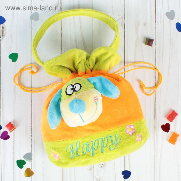 Мягкая сумочка «Счастливый пёсик», голубой носик - Фото 1