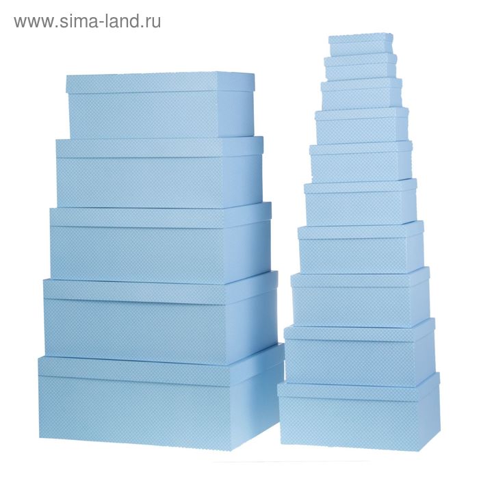 Набор коробок 15в1 "Белые цветочки на синем" 46,6 х 33 х 18 - 12 х 6,5 х 4 см - Фото 1