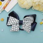 Бант для волос на резинке «Школьница», узор, 12 см, бело-синий (комплект 6 шт) - фото 51038086