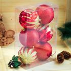 Набор шаров пластик d-10 см, 6 шт "Всплеск" красный - Фото 1