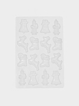 Форма для шоколада «Новый год», 16 ячеек, 15?8 см, пластик, прозрачная (комплект 20 шт)