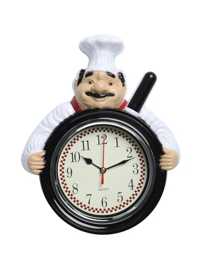 Часы настенные интерьерные, для кухни, "Повар со сковородой", дискретный ход, 26.5 х 20 см