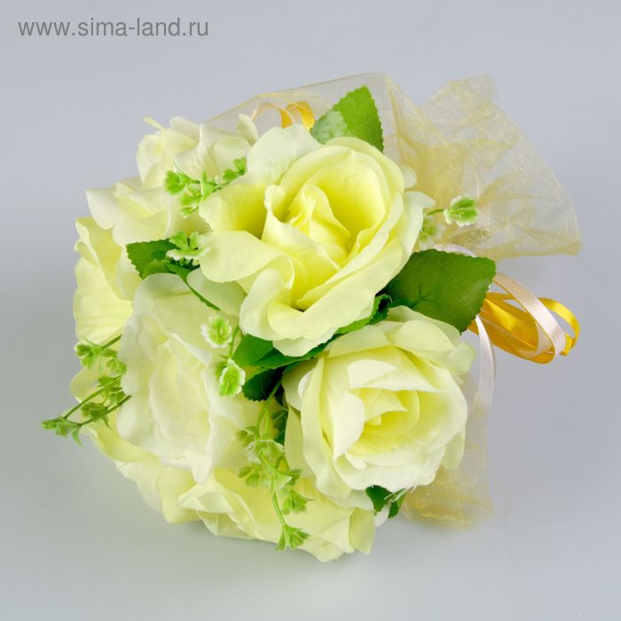 Букет-дублёр для невесты из шёлковых роз, жёлтый - Фото 1